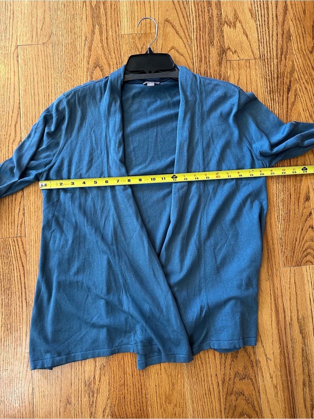 J. Jill Teal Blue Silk Cotton Blend Open Front Cardigan Sweater - Picture 8 of 9